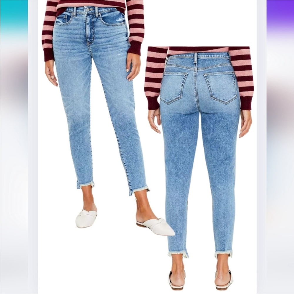 LOFT Chewed Hem Skinny Jeans